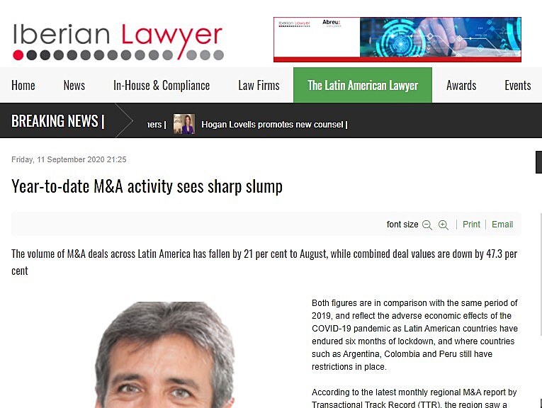 Year-to-date M&A activity sees sharp slump